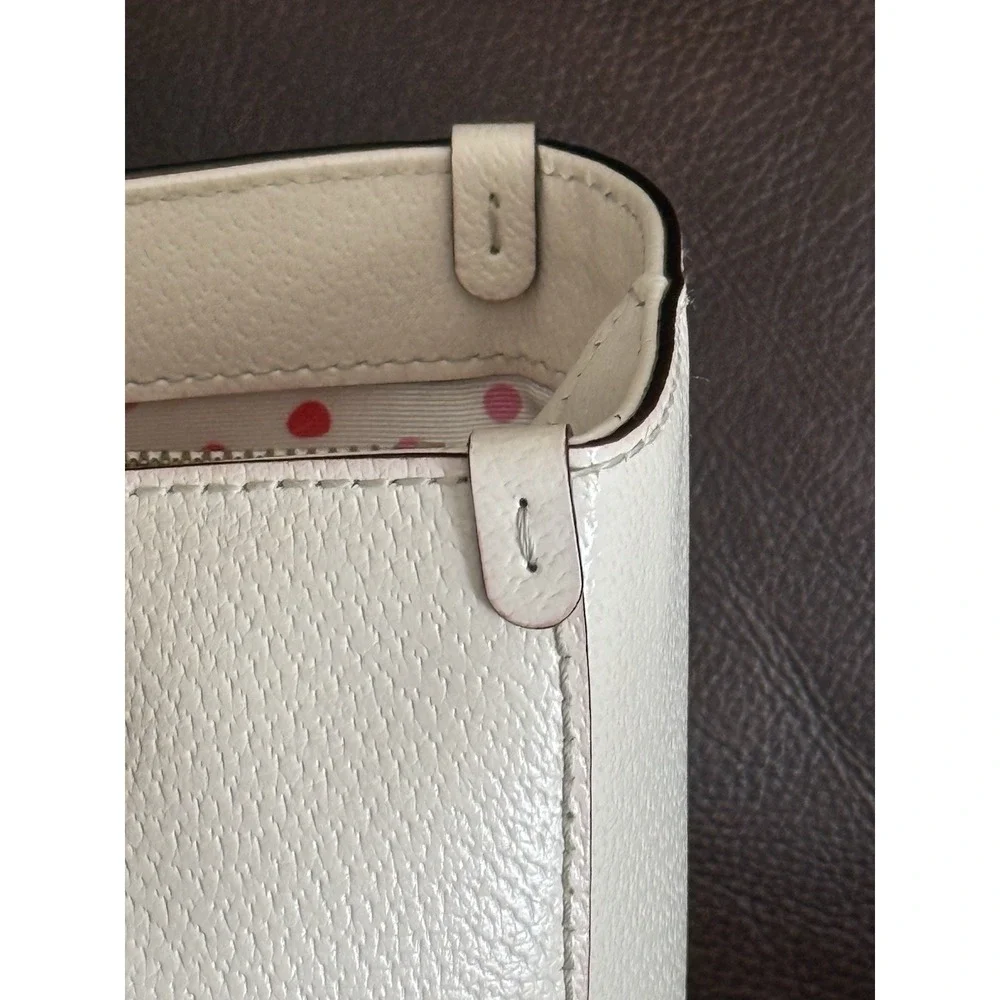 Kate Spade WELLESLEY QUINN Ivory SATCHEL‎ TOTE w/Pink Polka Dot Interior EUC